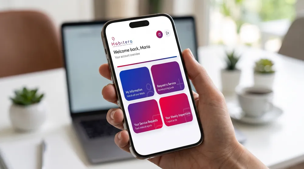 Portal de clientes Habitera abierto en un teléfono